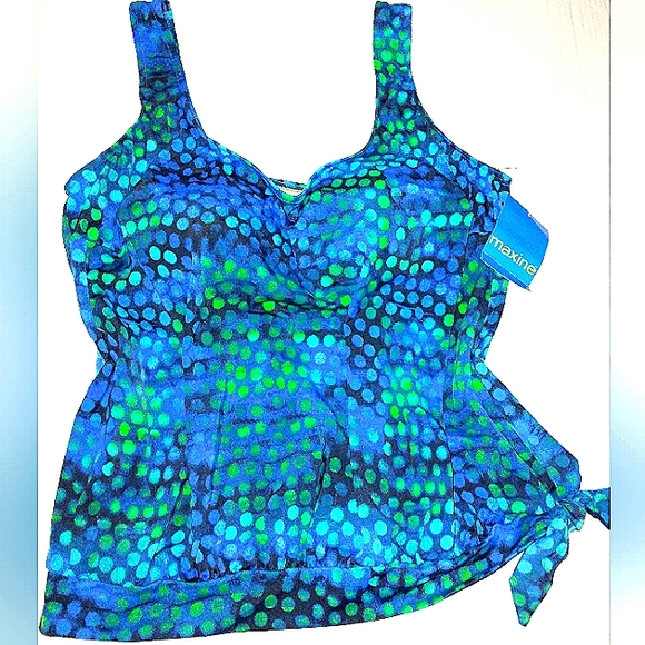 ☆NWT☆MAXINE OF HOLLYWOOD☆Plus Size 20W Beautiful & Slimming Blouson Tankini Top☆ - Picture 14 of 16